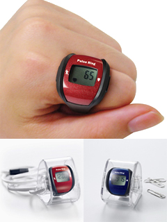 【送料無料】PulseRing　パルスリング ペアセット（赤・青）　指輪タイプの脈拍計